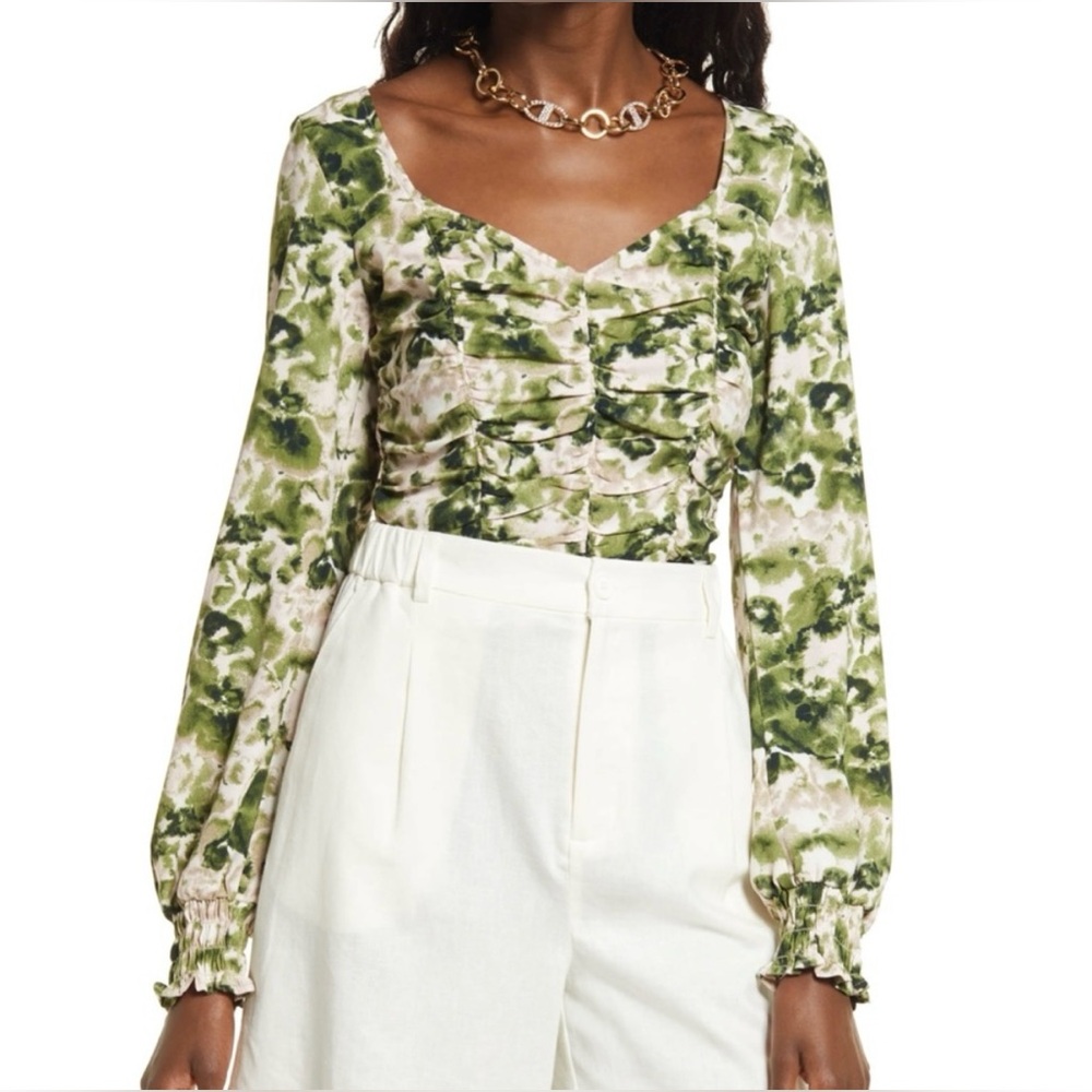 Open Edit Floral Green Women's Blouse